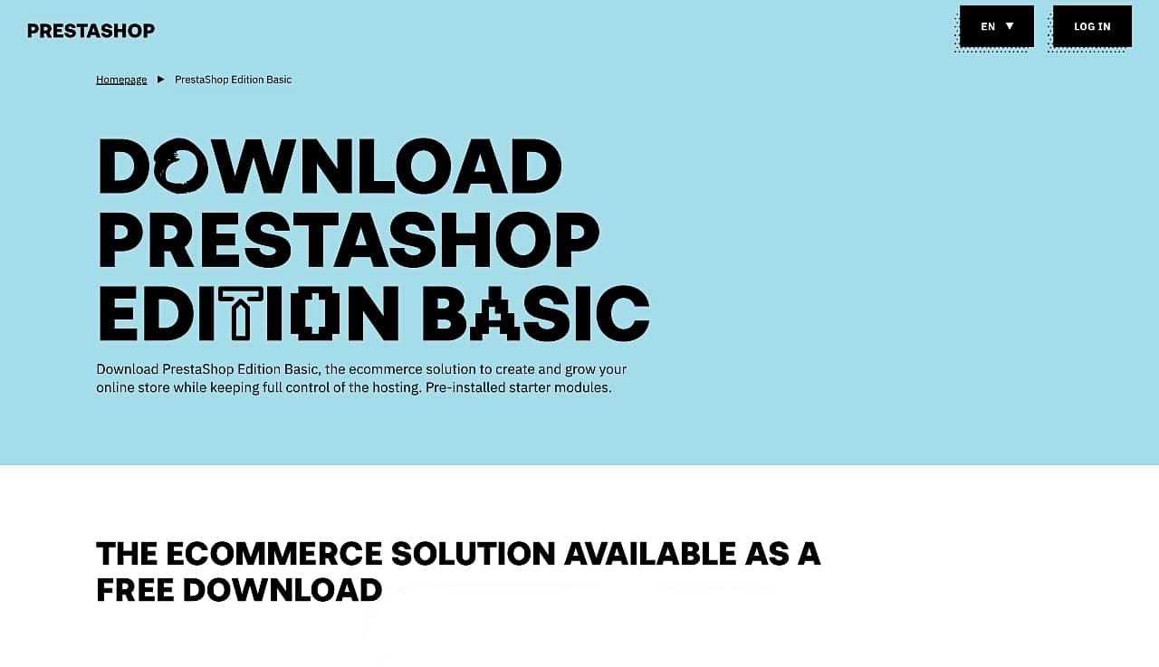 Prestashop ecommerce solution homepage