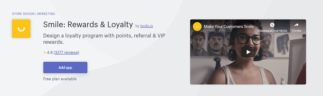 The Smile: Rewards & Loyalty app.