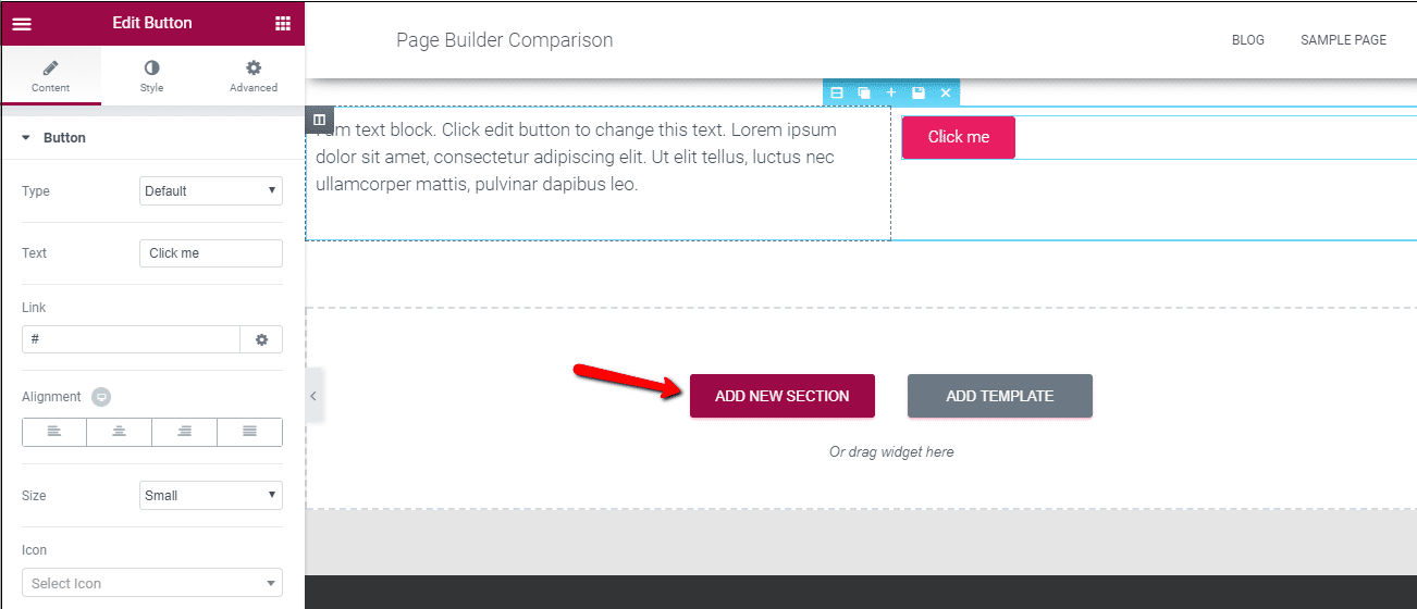elementor sections
