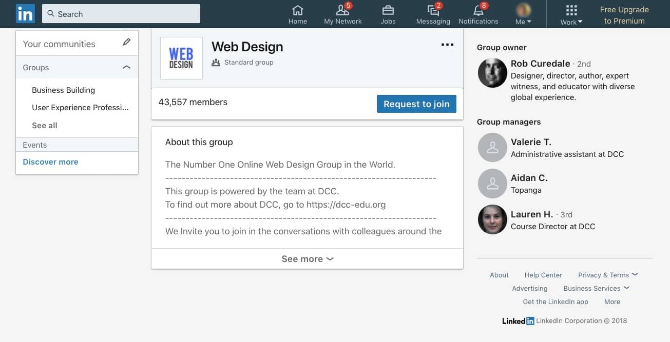 web design on LinkedIn