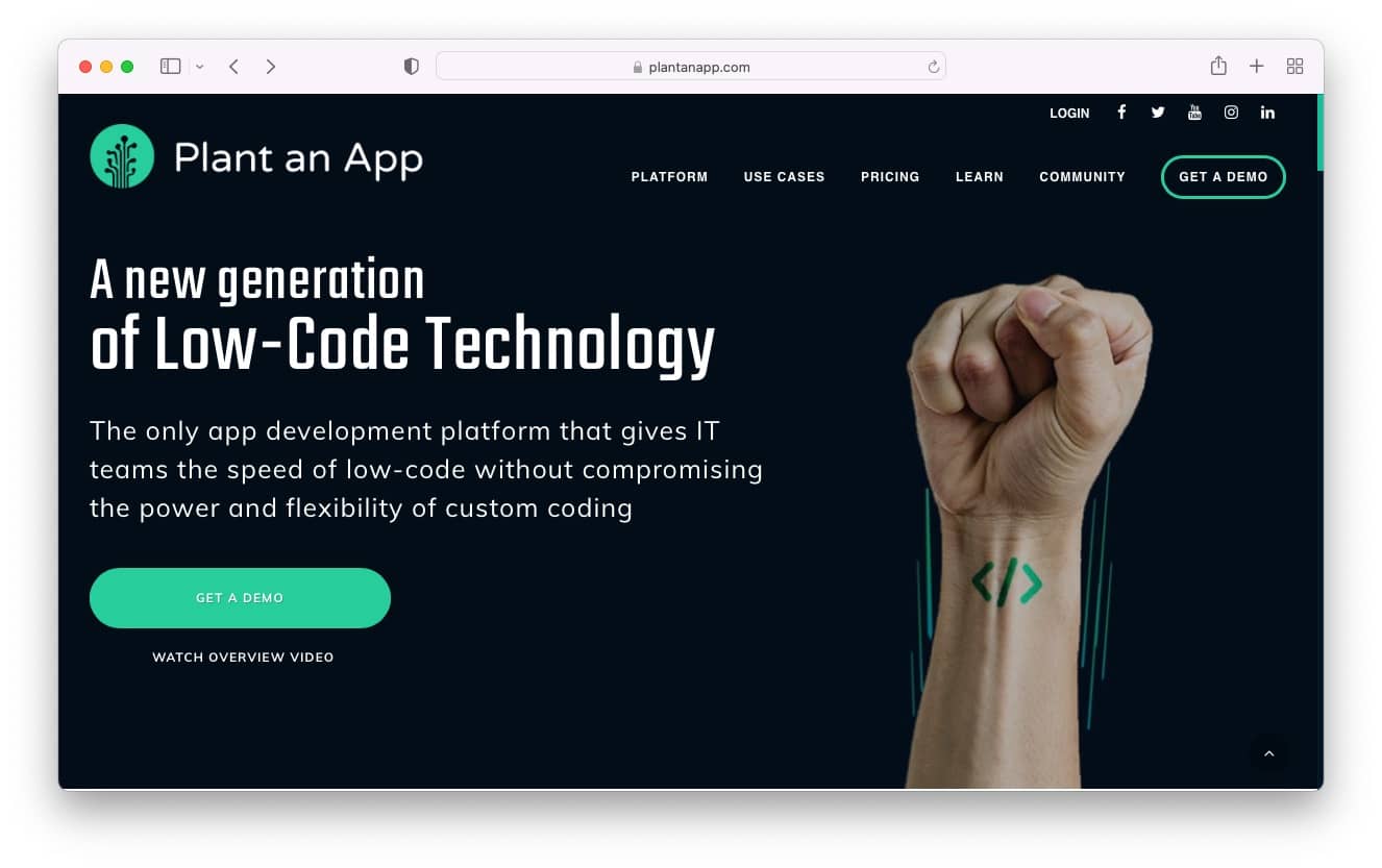 Best low code platforms: Plant an App