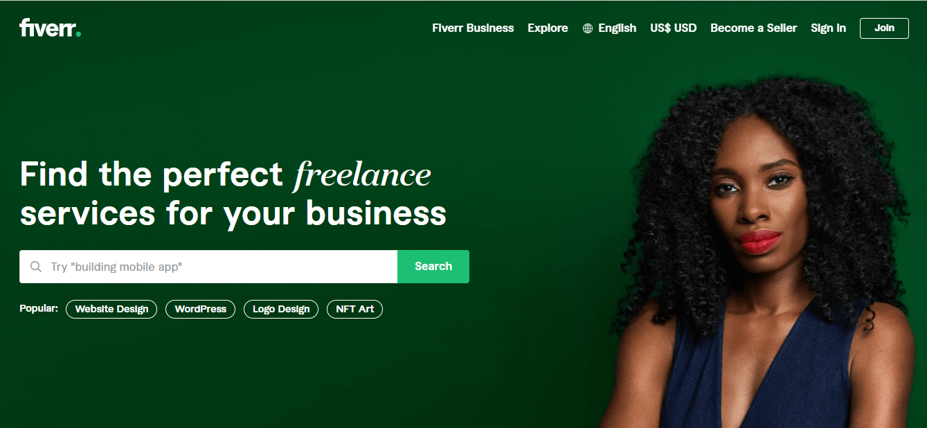 Fiverr homepage