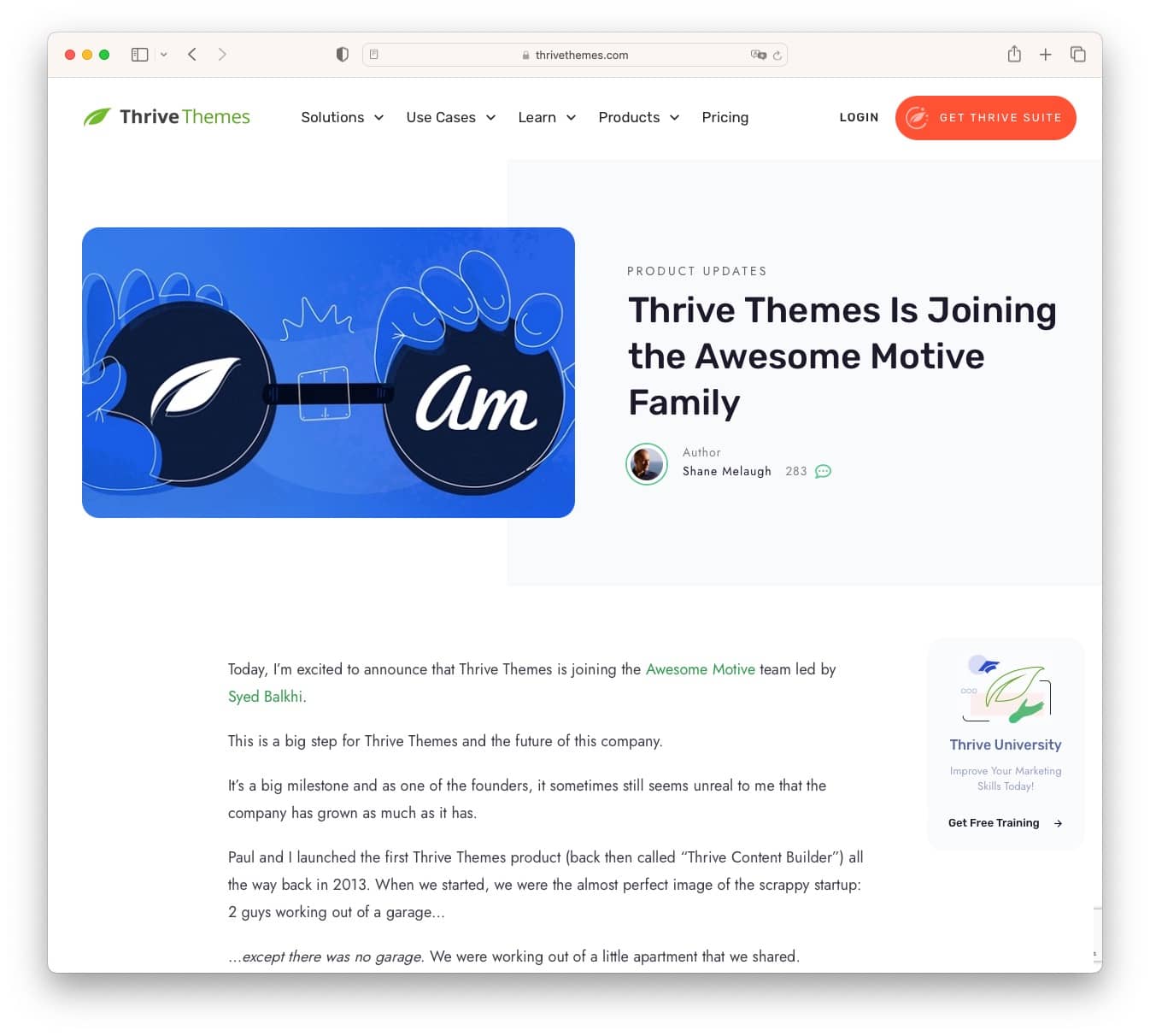 Awesome Motive acquires Thrive Themes