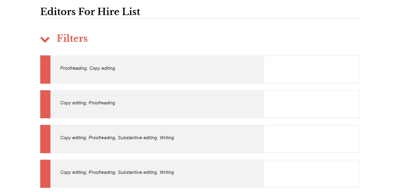 A job board of editors and proofreaders for hire