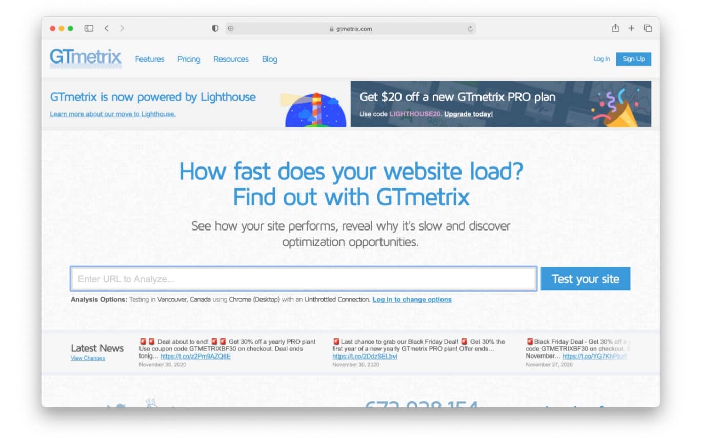 GTMetrix is an SEO tool for analysing your website