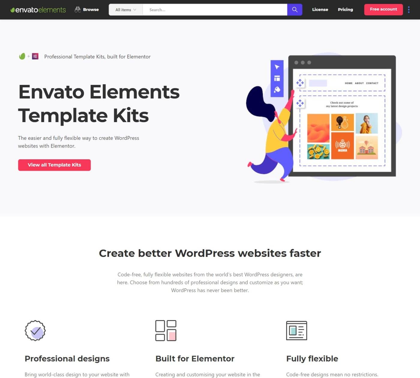 Template Kits by Envato Elements offers some of the best Elementor templates on the market