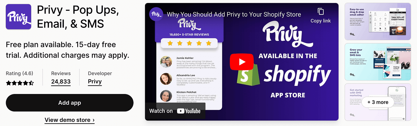 The Privy app for Shopify