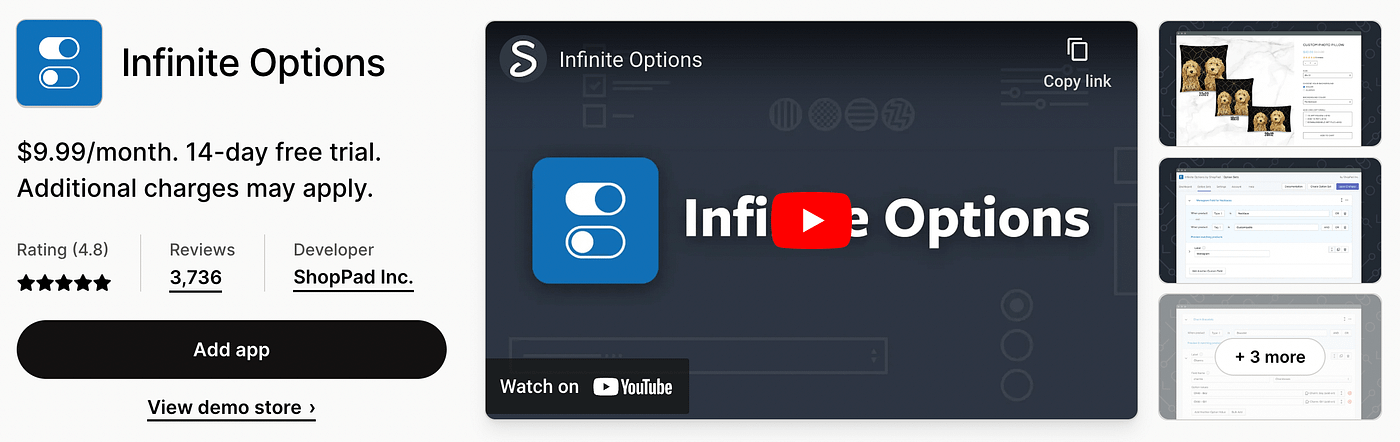 The Infinite Options app for Shopify