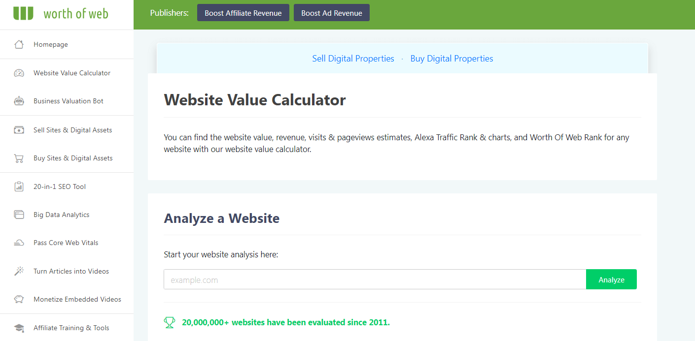 How to sell a website: Worth of Web website value calculator