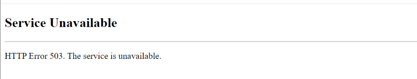 503 service unavailable error.