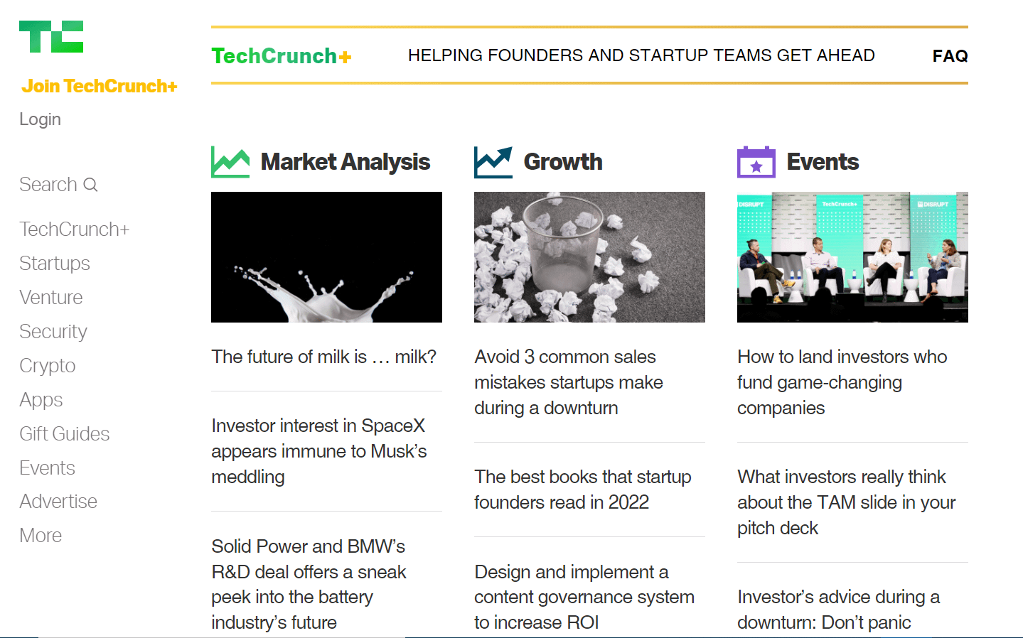 techcrunch homepage.