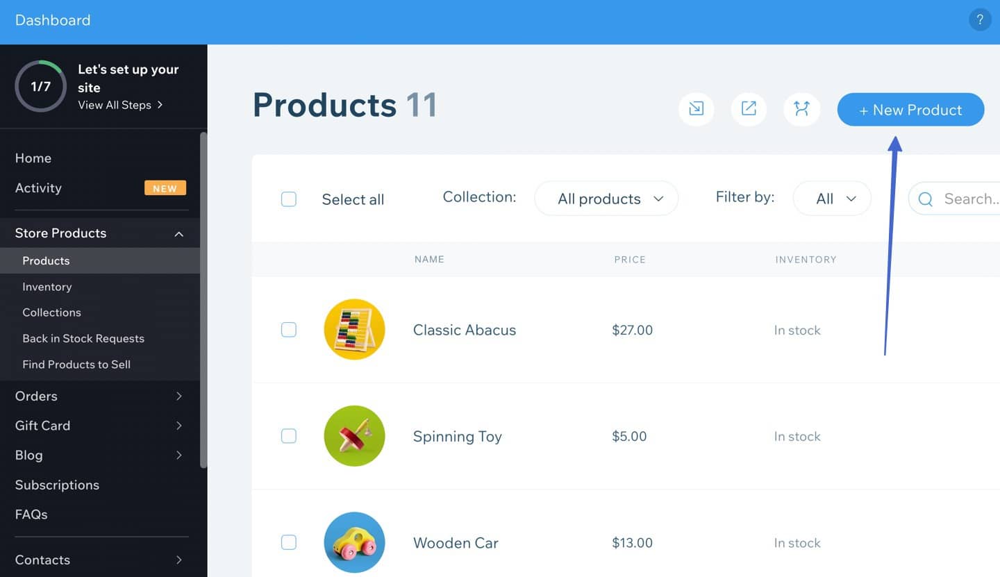 new product - how to make an online store with Wix
