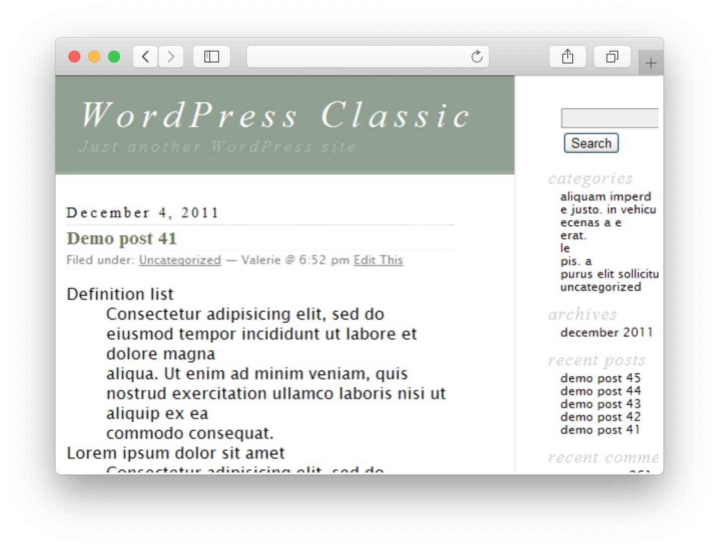 WordPress Theme Classic