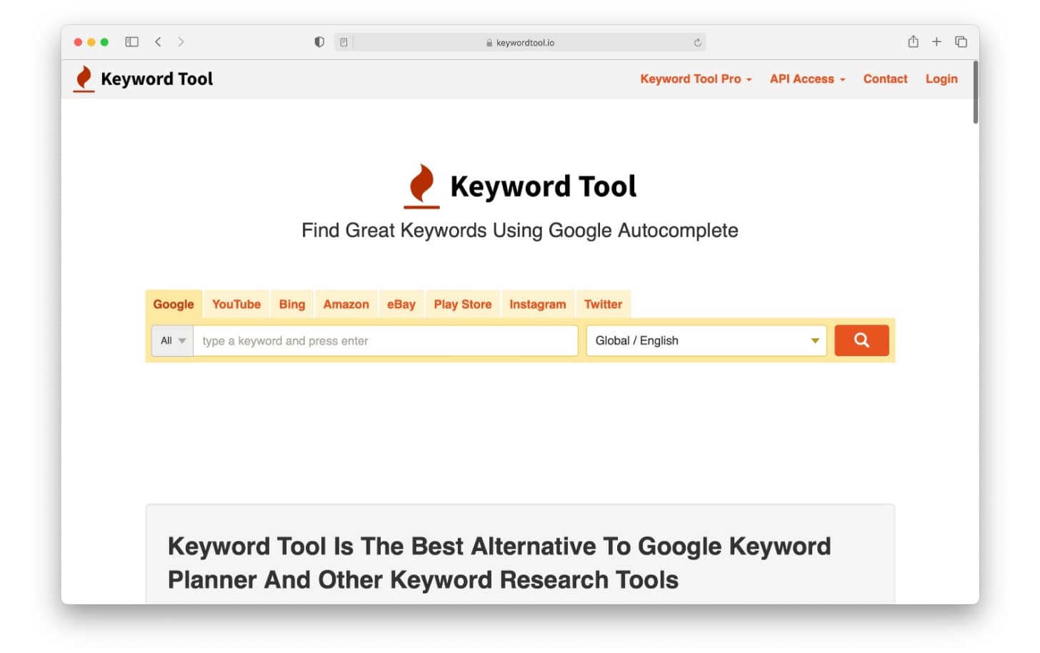 Keyword Tool is an SEO tool for keyword research