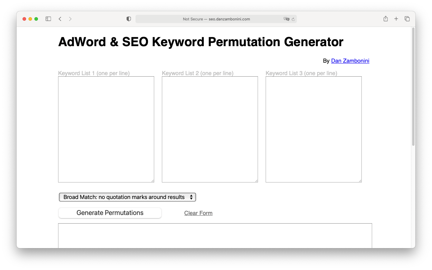 Adword and SEO keyword permutation generator