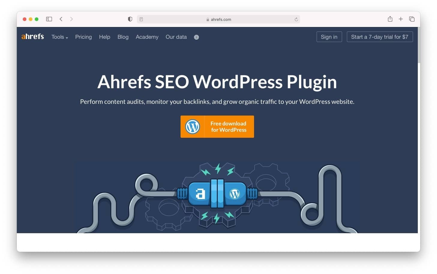 Ahrefs' stable of SEO tools includes a WordPress plugin