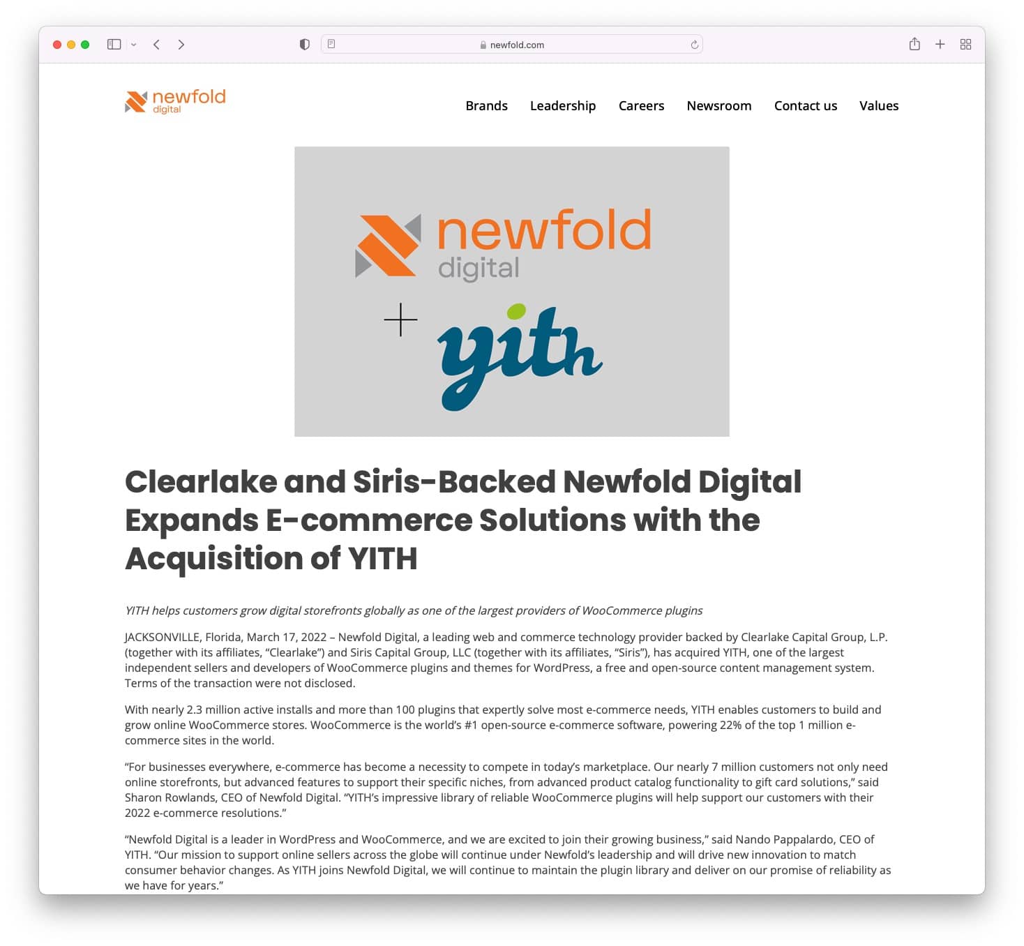 Newfold Digital acquires YITH