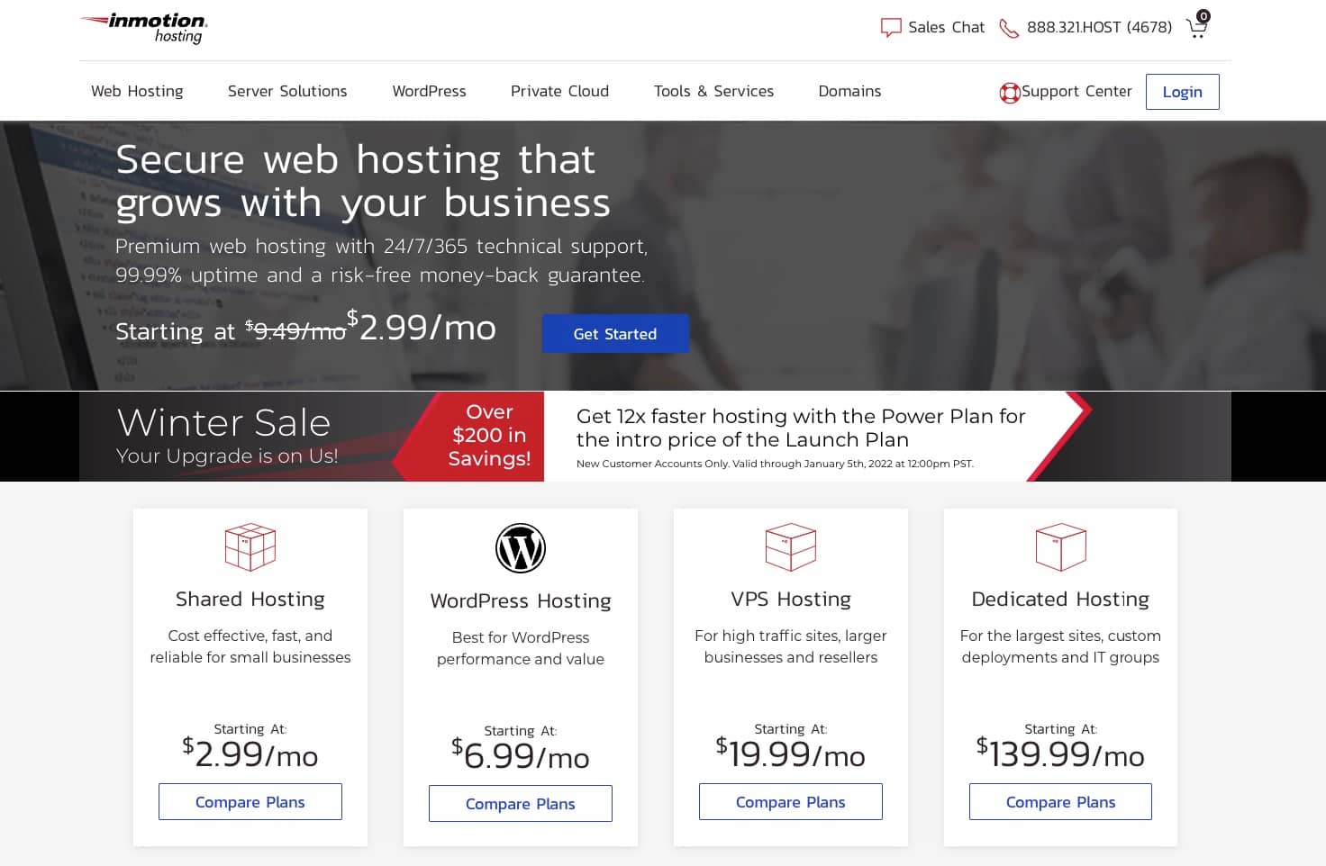 The best multiple domain hosting plans: InMotion homepage