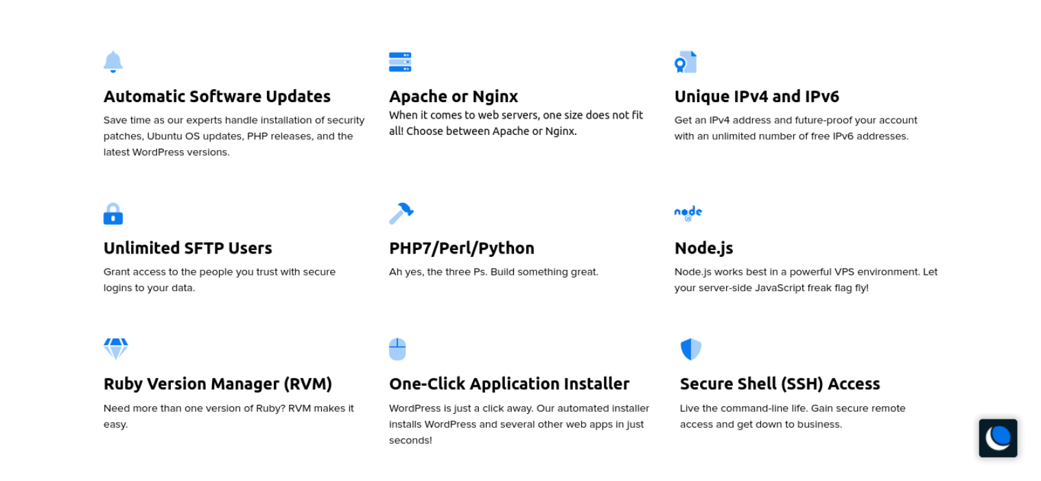 Some of DreamHosts VPS advanced features.