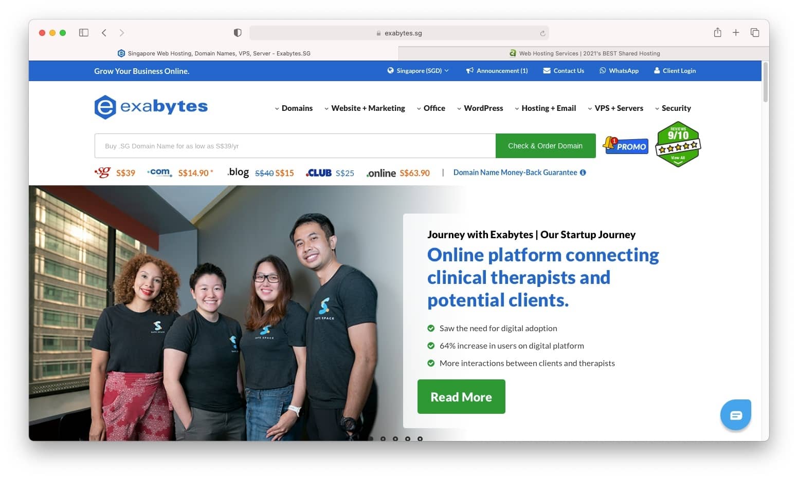 Best web hosting Singapore includes local company Exabytes