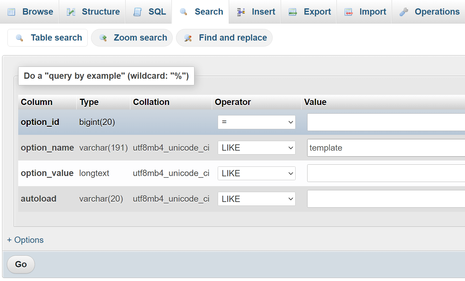 Looking for your active theme in the database.