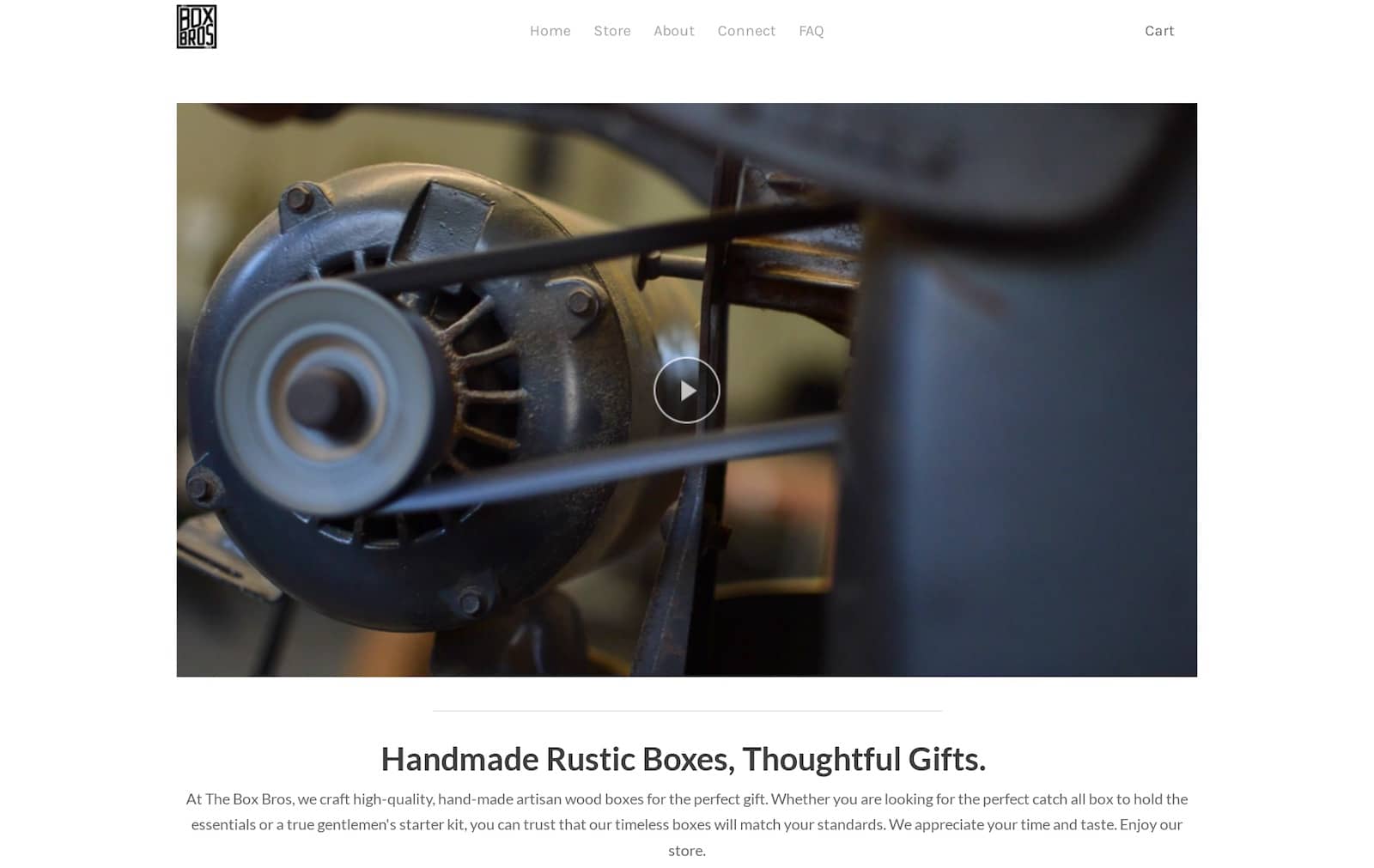 The Box Bros is an example of a Weebly website that sells artisan wooden gift boxes.