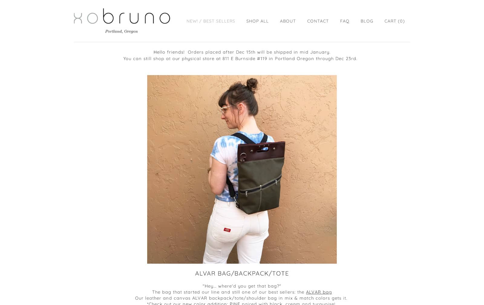 xobruno adalah salah satu contoh situs web Weebly terbaik dari toko e-niaga.