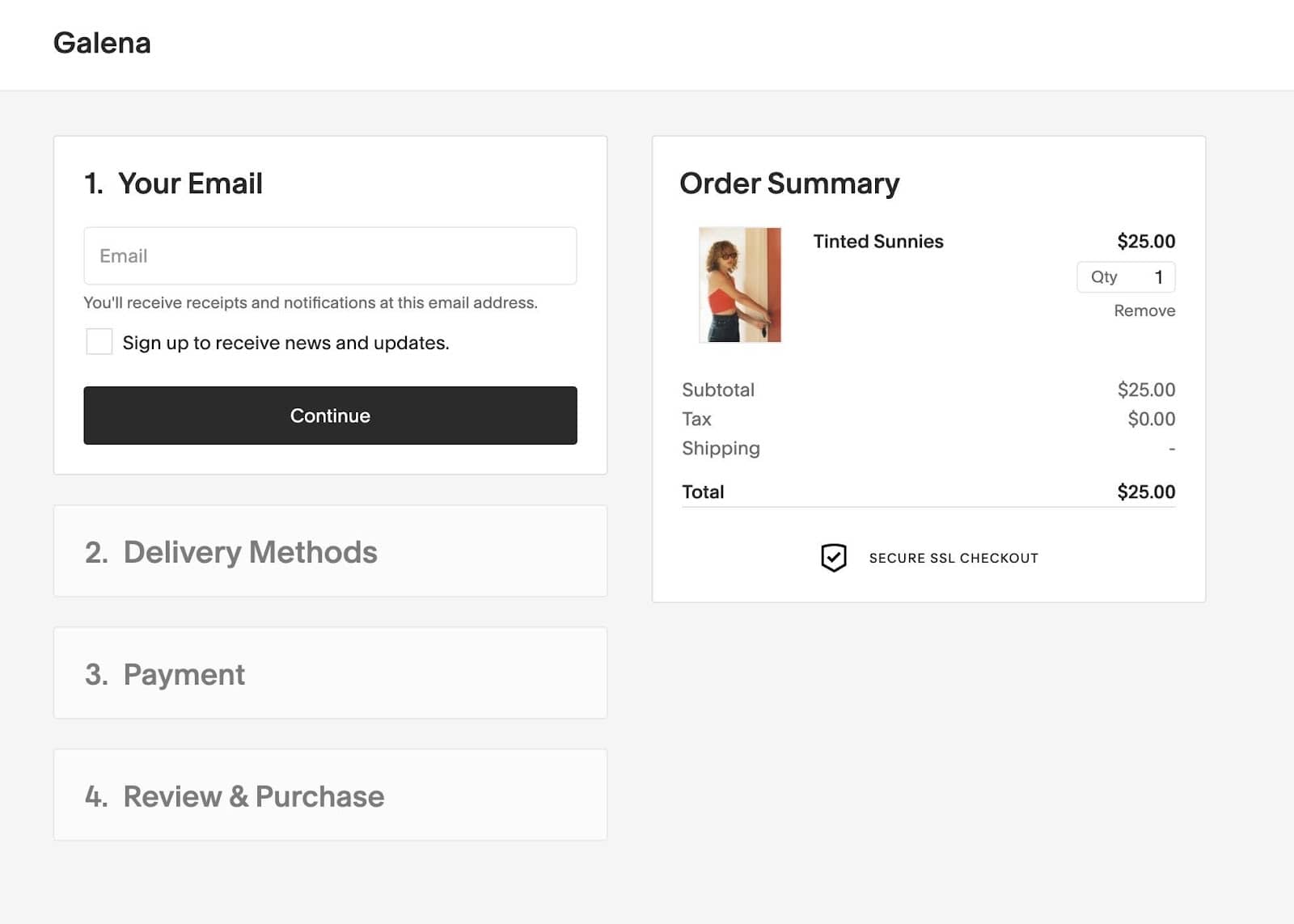 The checkout module from our Squarespace Ecommerce review.