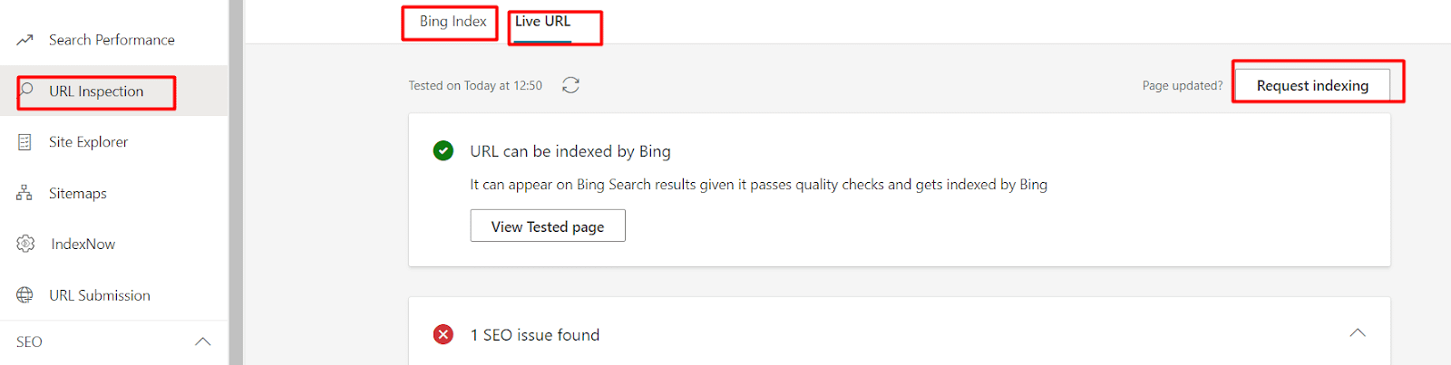 Bing Live URL