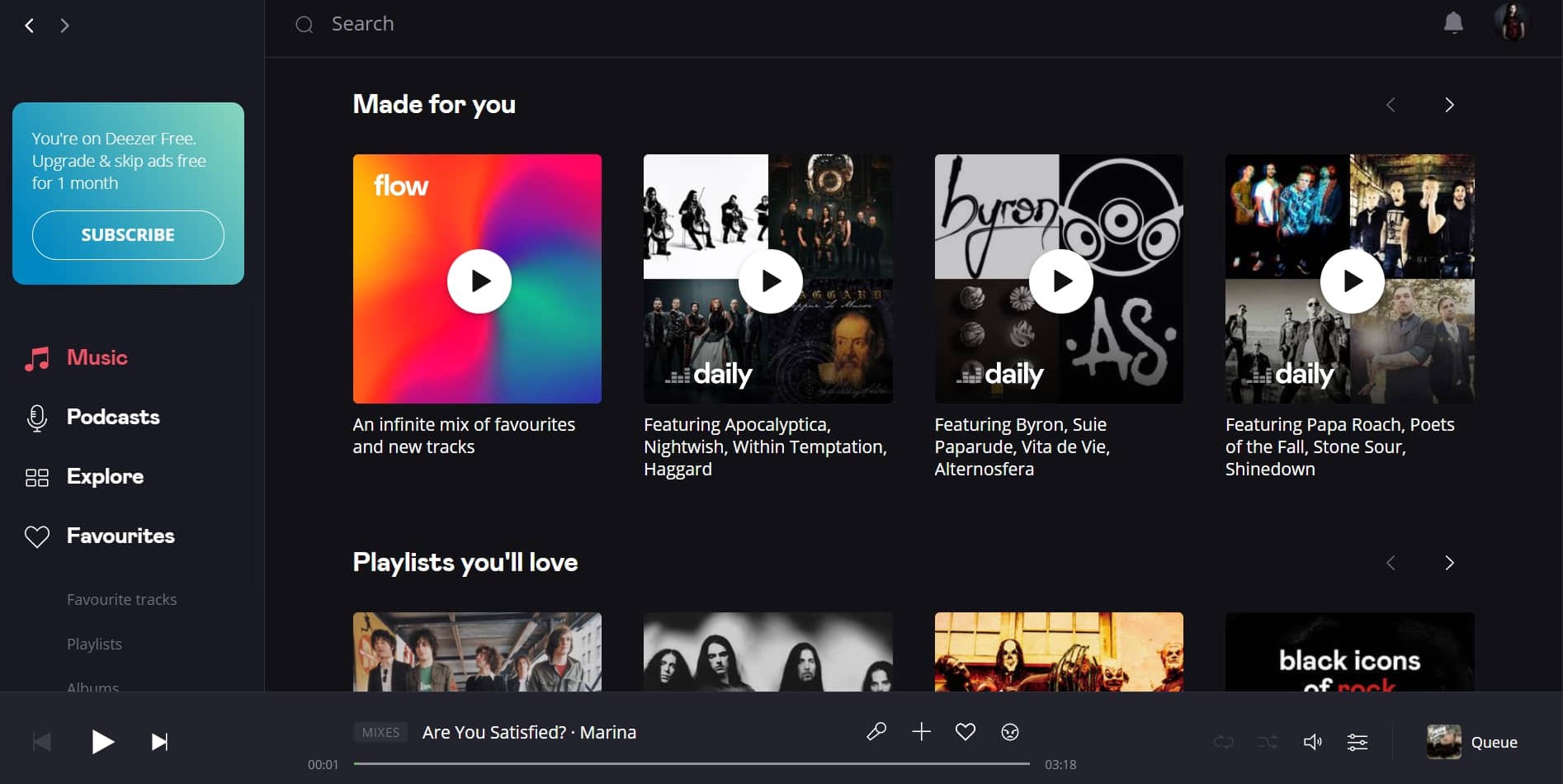 Spotify alternatives: Deezer