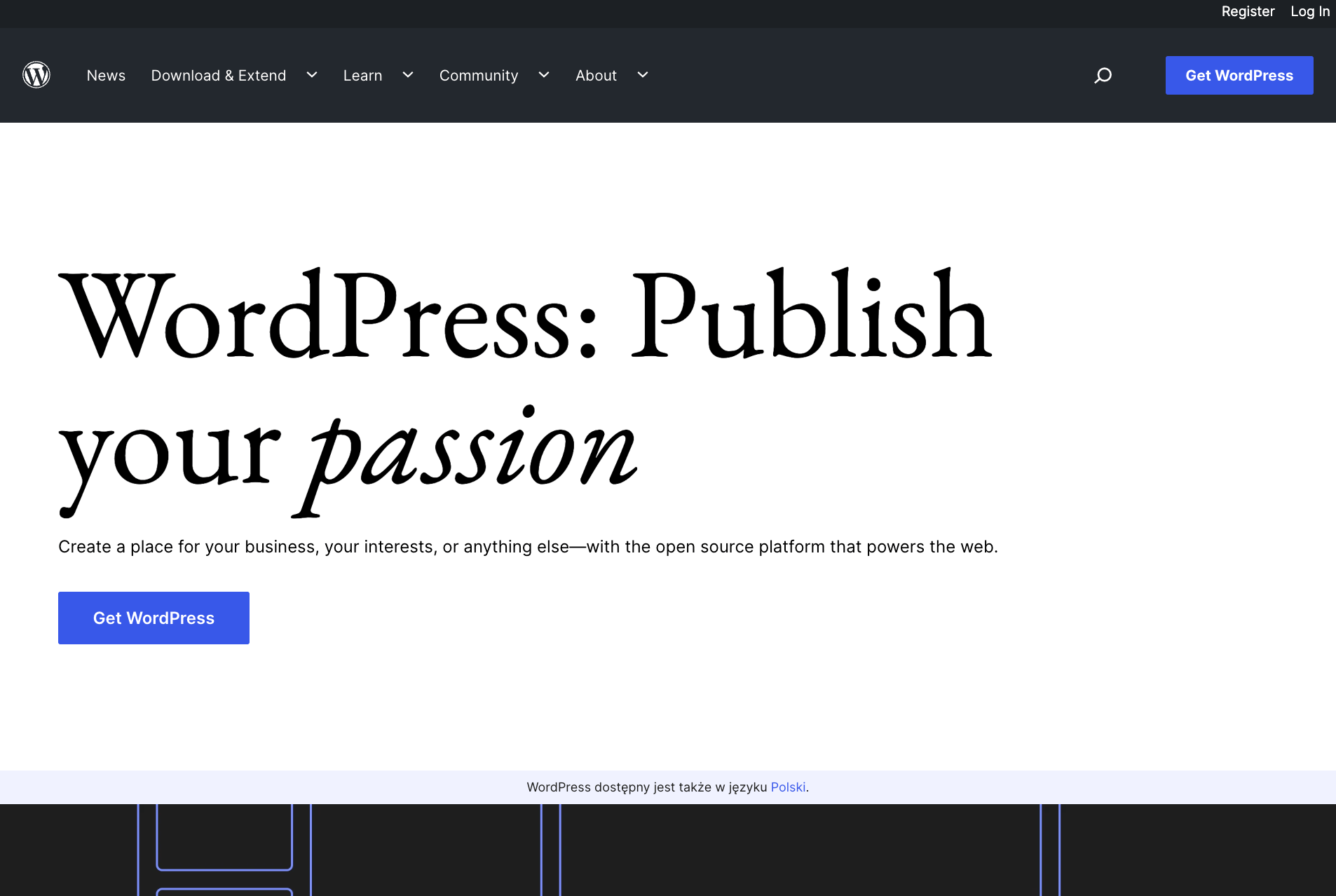 WordPress pros and cons: WordPress.org homepage
