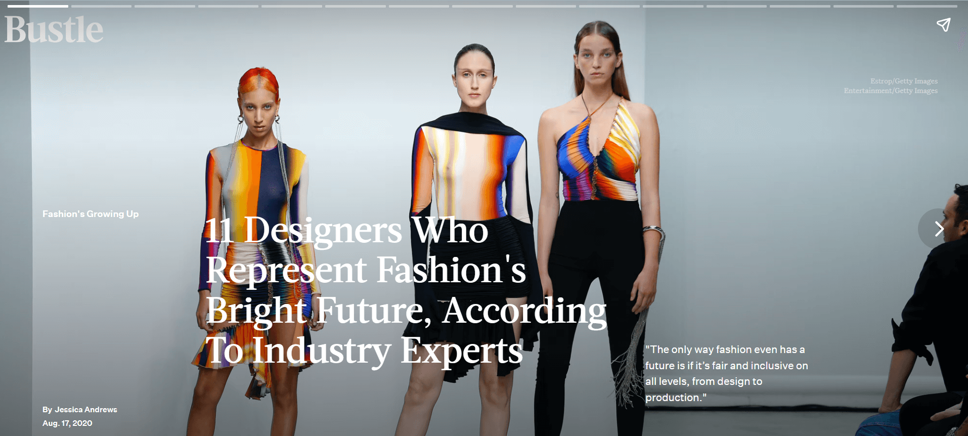 An example of a website using Web Stories. 