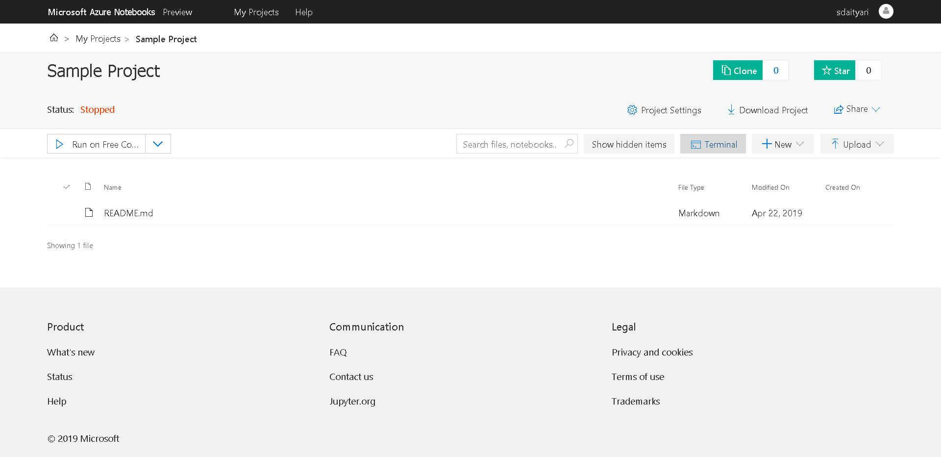 Create project on Azure