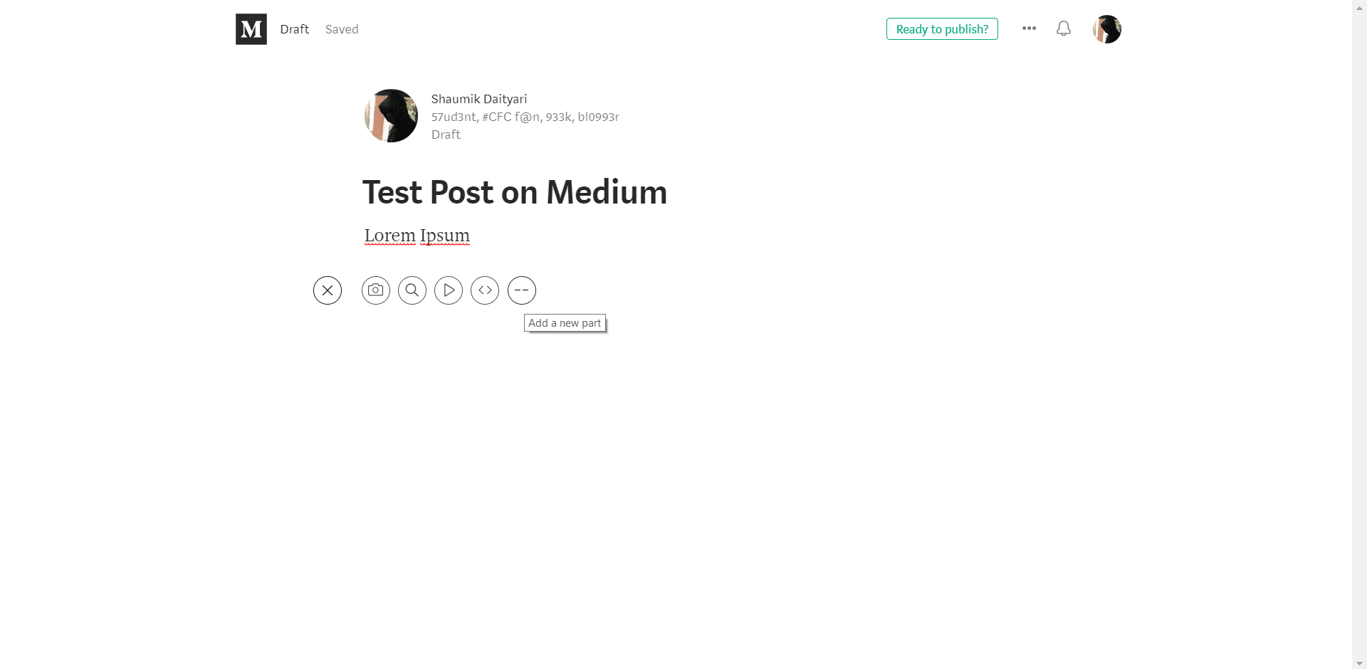 The Medium Text Editor - Adding a Post on Medium.