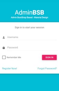 AdminBSB on mobile