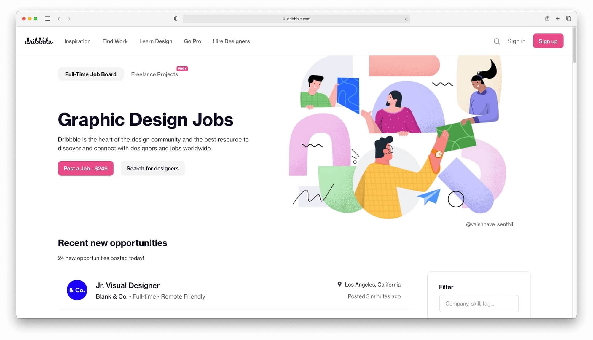 Dribble has a job platform for designers