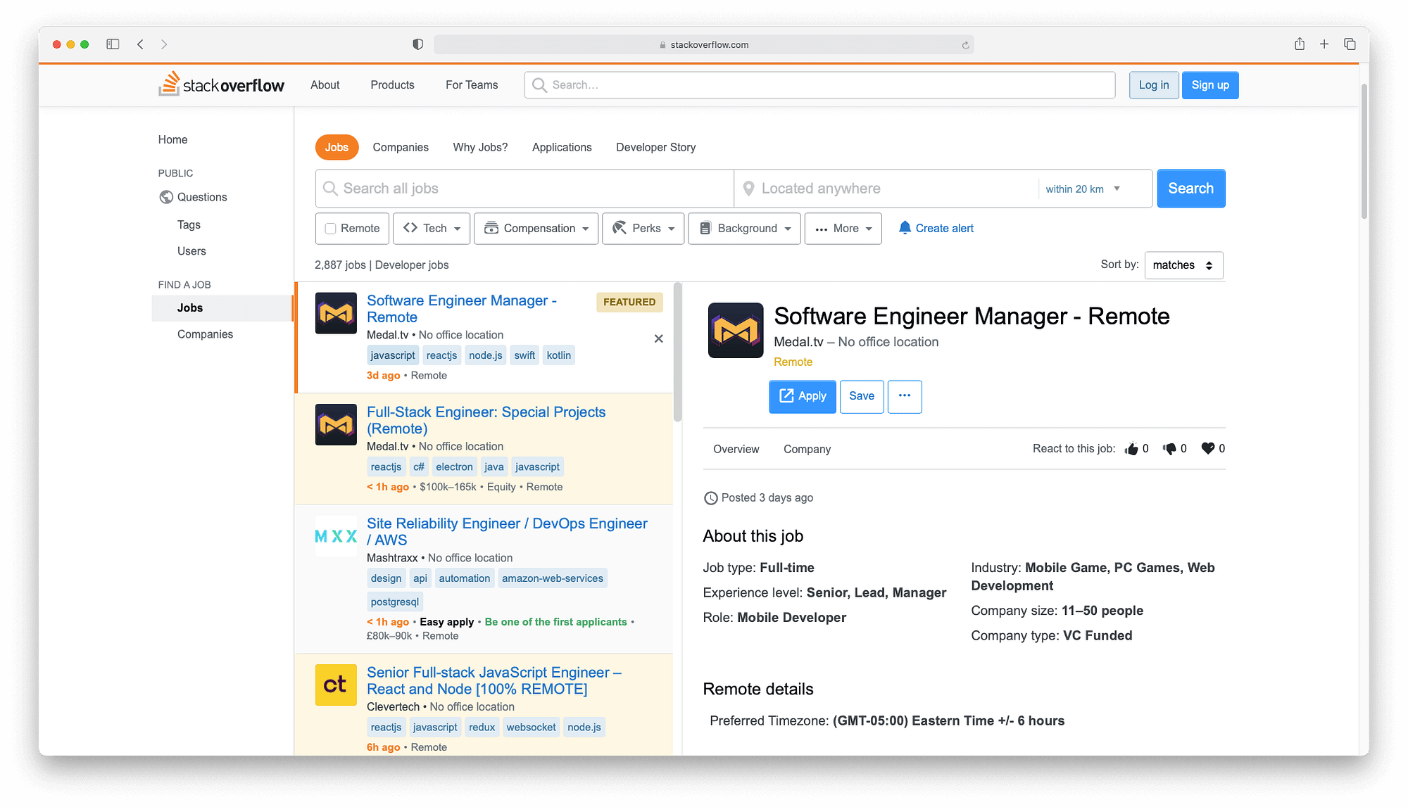 Stack Overflow also offers remote work online opportunities