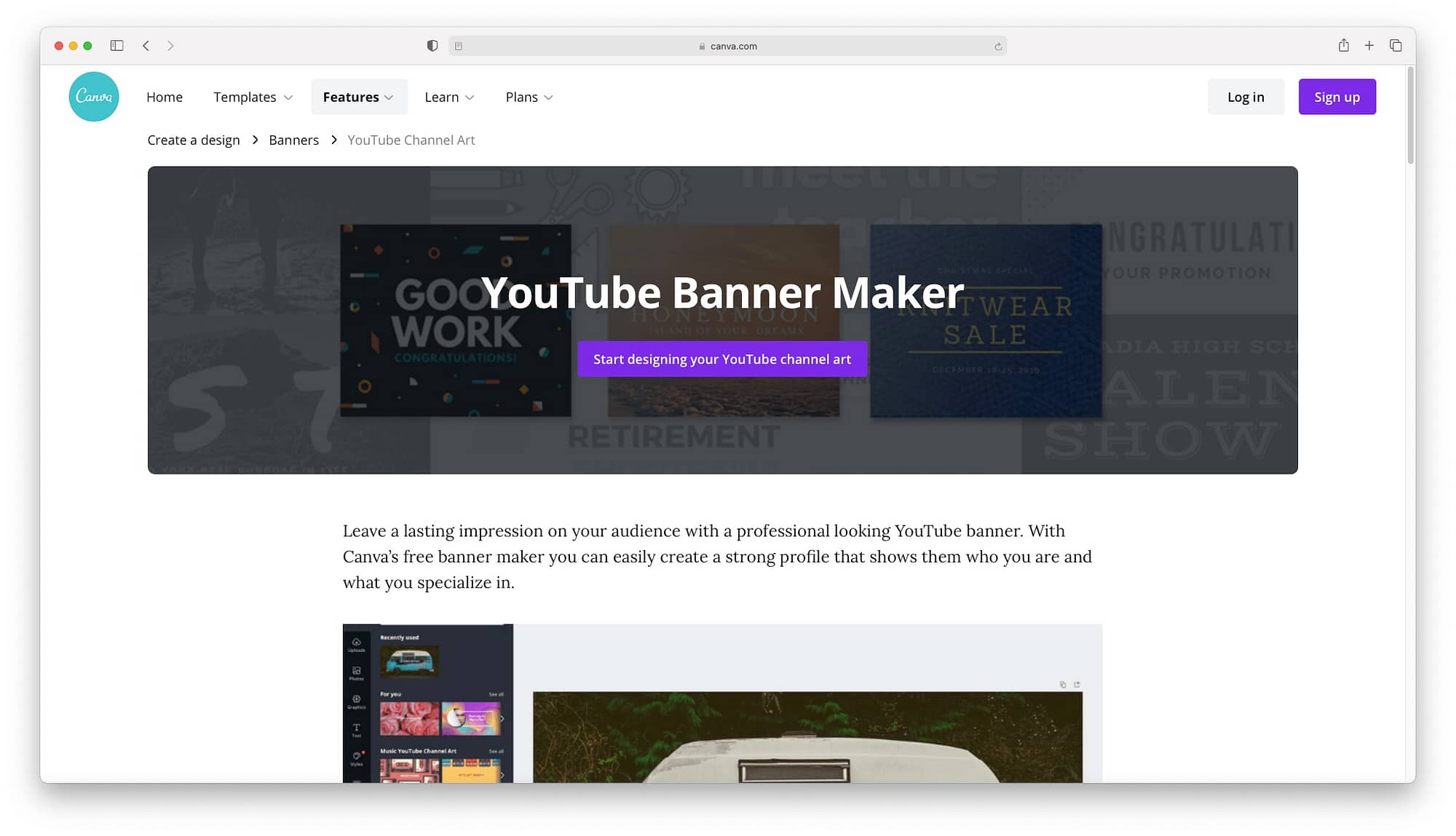 Canva is still one of the best YouTube banner makers available