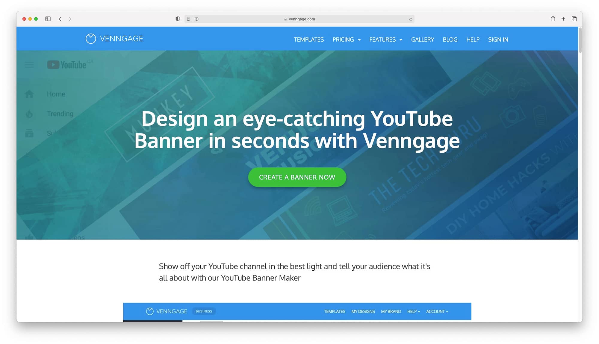 Vennagge is one of our picks for the best YouTube banner makers
