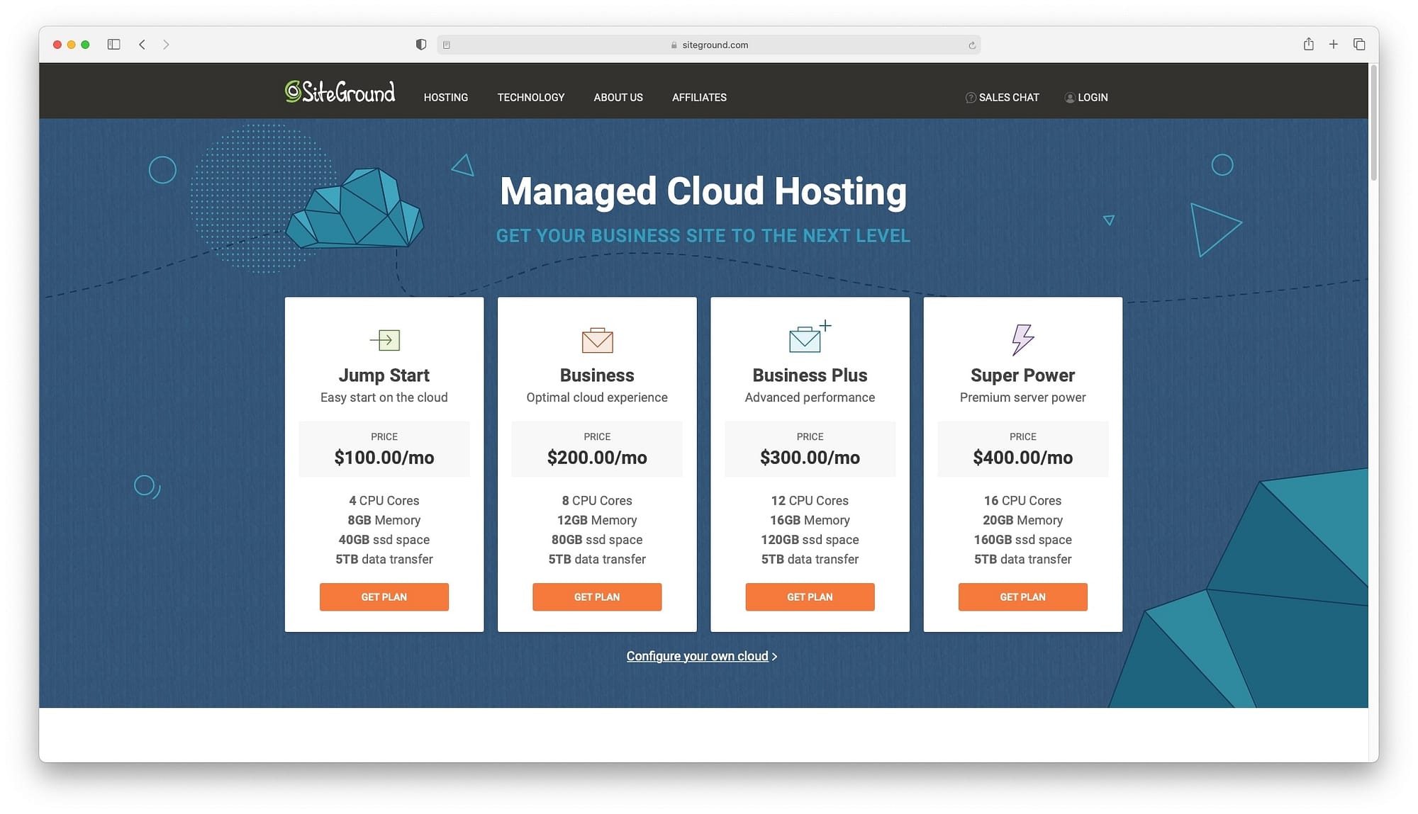 What is web hosting: Siteground cloud hosting prices