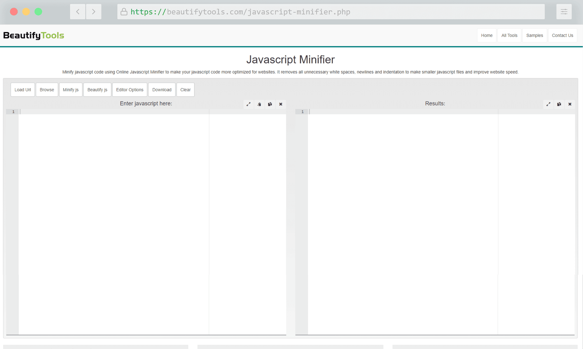 JavaScript Minifier by BeautifyTools