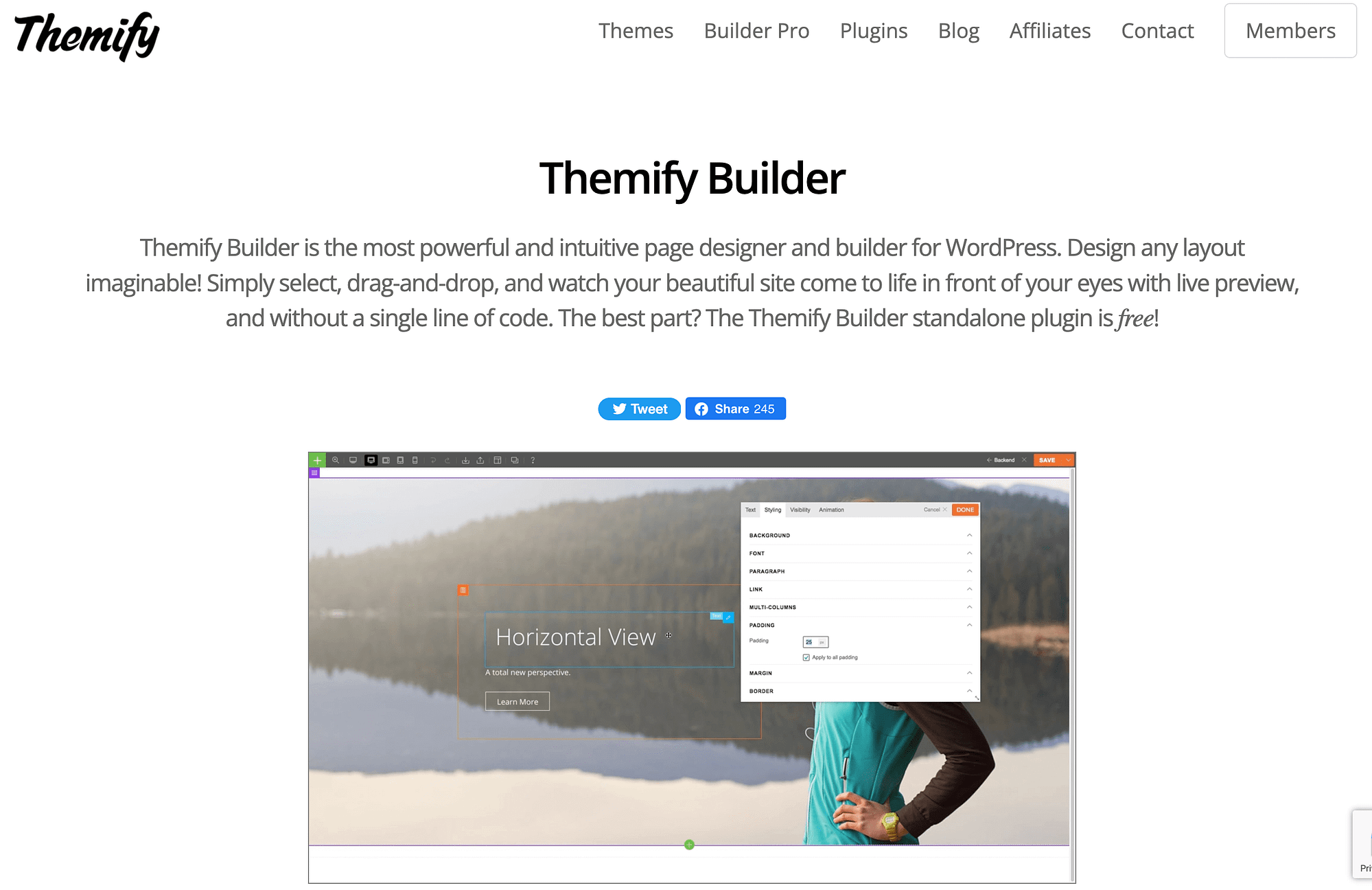 Themify Builder adalah salah satu alternatif Elementor terbaik untuk WordPress.