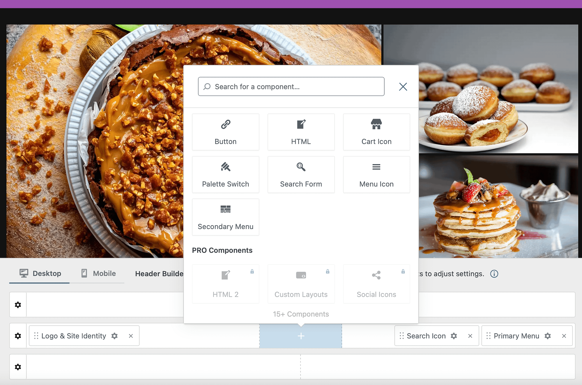 Add components to your header.