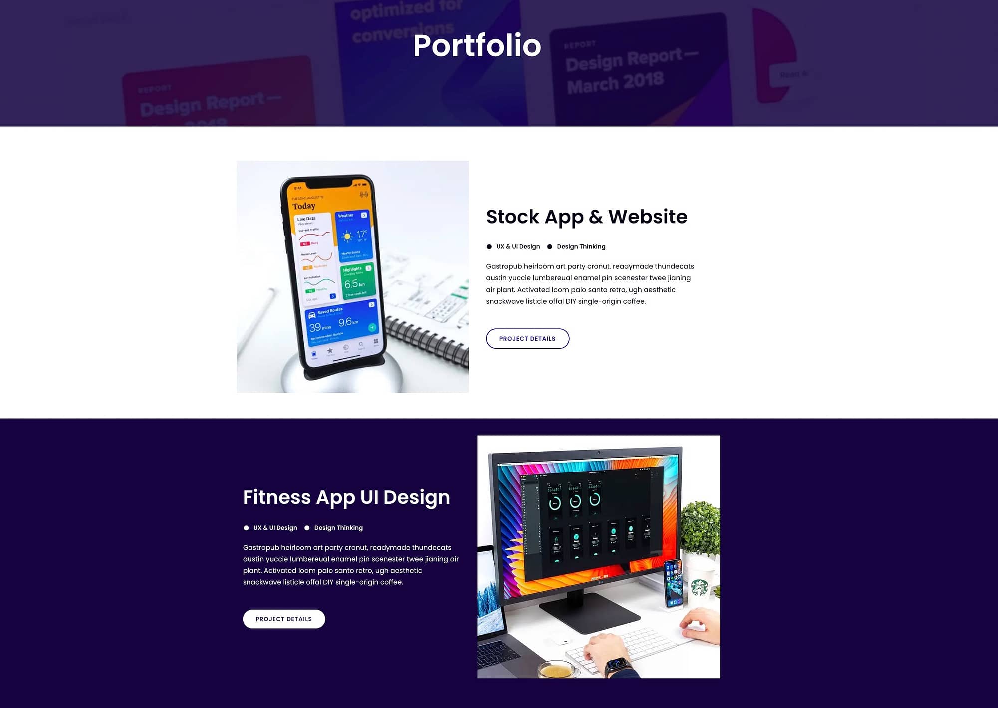 portfolio featuring development work