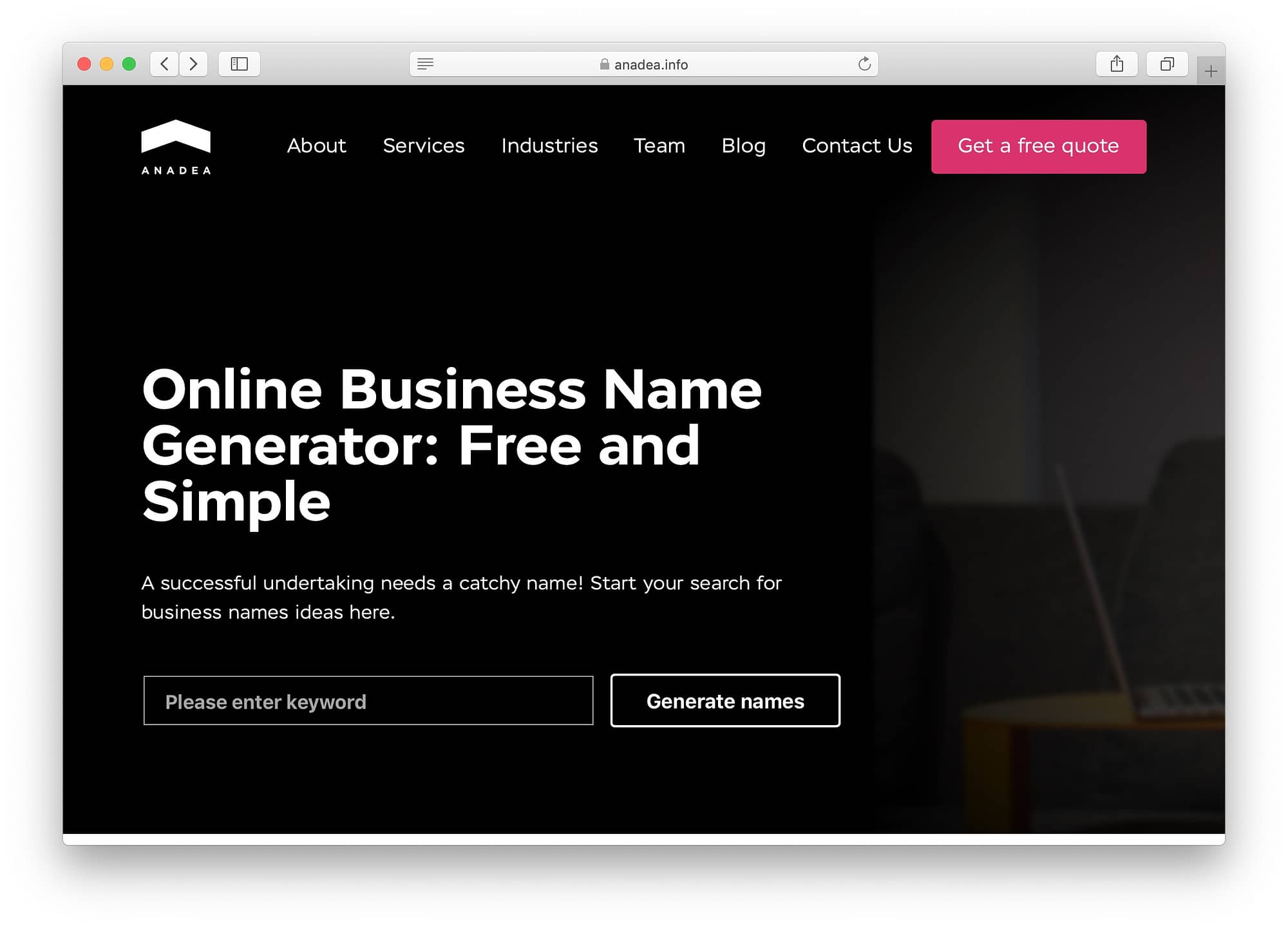 Best free business name generators: Anadea