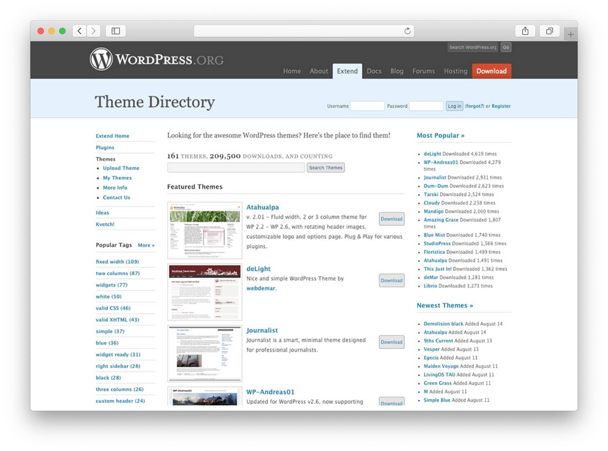 WordPress themes repository