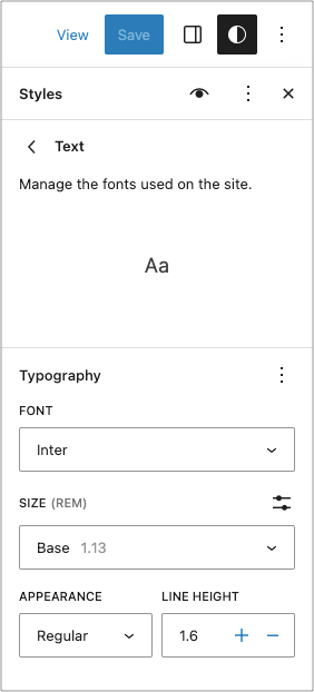 Jadro theme typography
