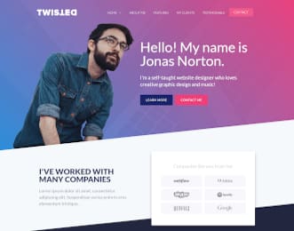 Twisted - One page website template view