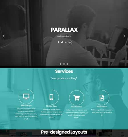 Parallax, as the name implies, is a WordPress theme that supports the parallax effect