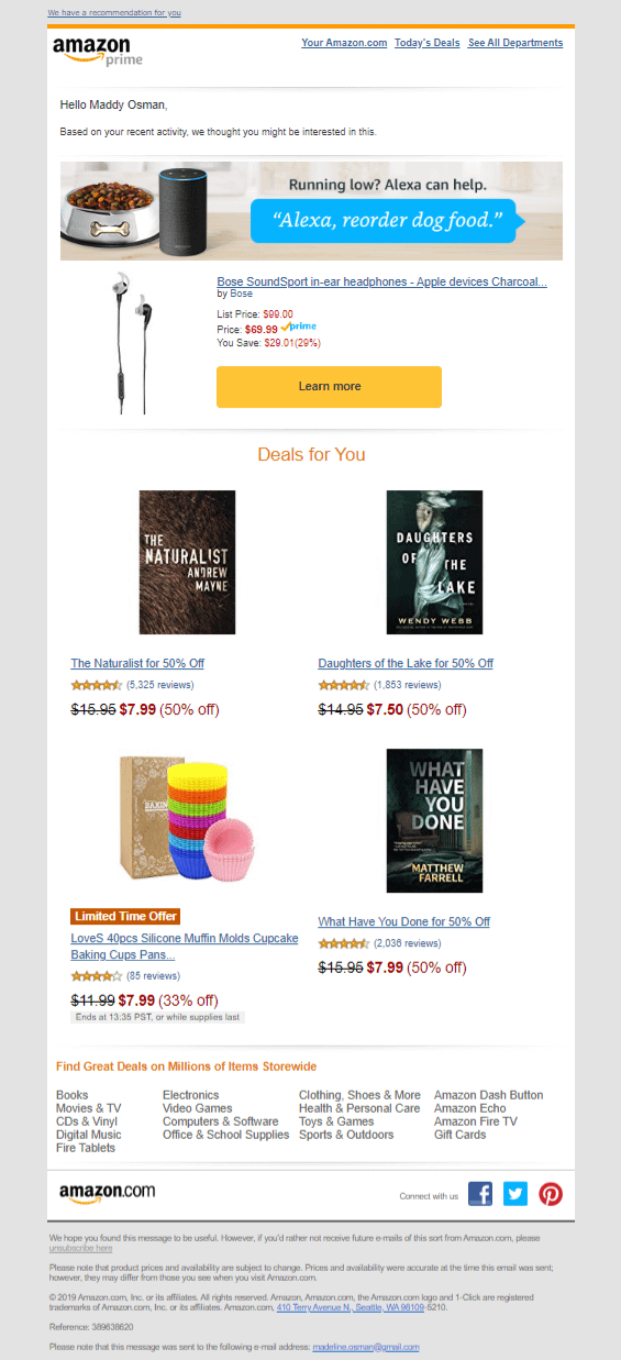 Amazon.com is the king of abandoned cart emails
